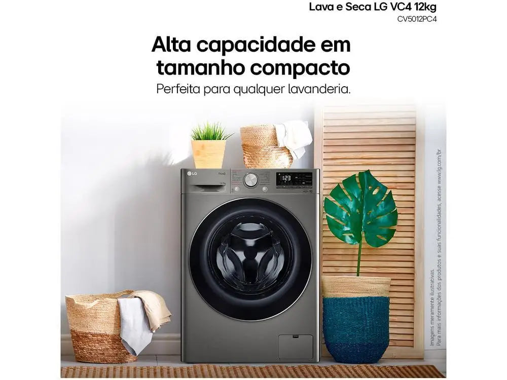 LG 12kg Smart VC4 CV5012PC4 with Artificial Intelligence Hot and Cold Water Silver-220V