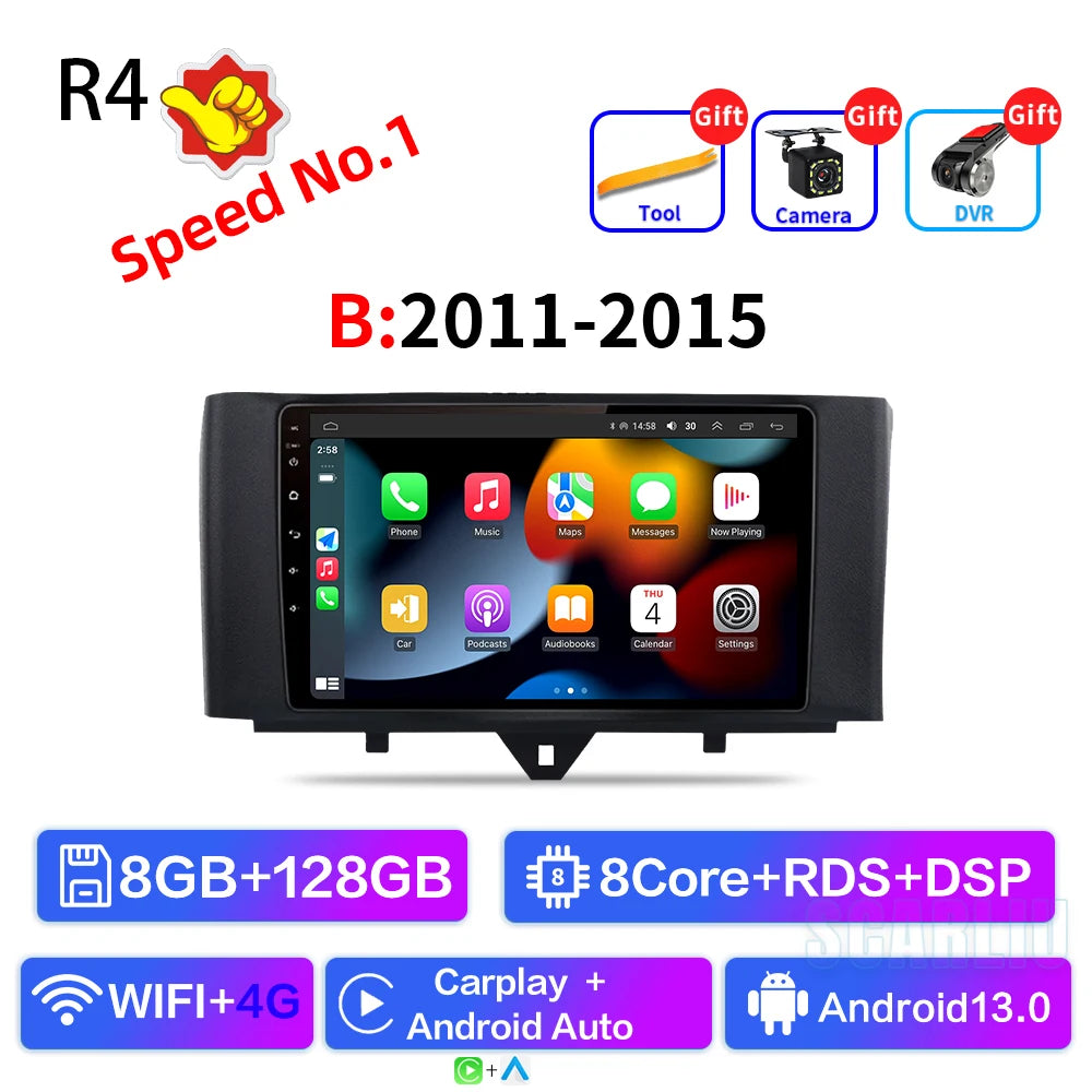 For Smart Fortwo 451 2005 - 2010 2010-2015 Multimedia GPS Navigation DSP RDS 4G SWC CarPlay 2Din 9inch Android Auto Car Radio