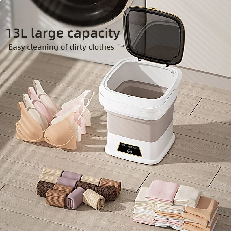 13L Foldable Portable Washing Machine Fully Automatic Home Dorm Mini Small Underwear Panties Cleaning Machine