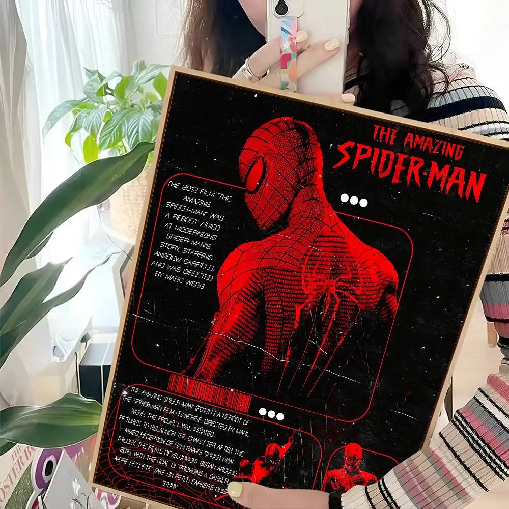 S-Spider Cartoon Man Movie Sticky Posters Whitepaper Sticker DIY Room Bar Cafe Posters Wall Stickers