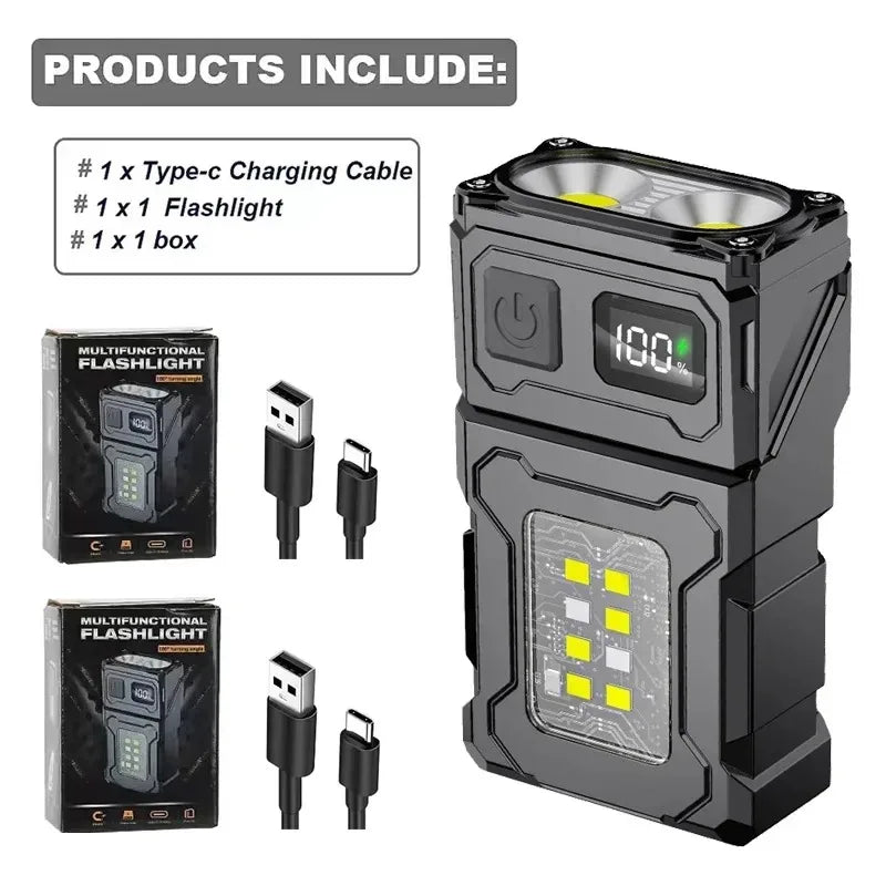 Tactical Portable Work Light EDC Flashlight Tool Mini LED Flashlight Outdoor Camping Hiking Tool MOLLE Flash Light Rechargeable