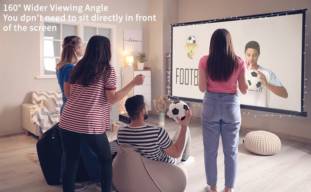 Enjoy big-screen entertainment anywhere with this simple, foldable projection screen—available in sizes from 60 to 150 inches!
