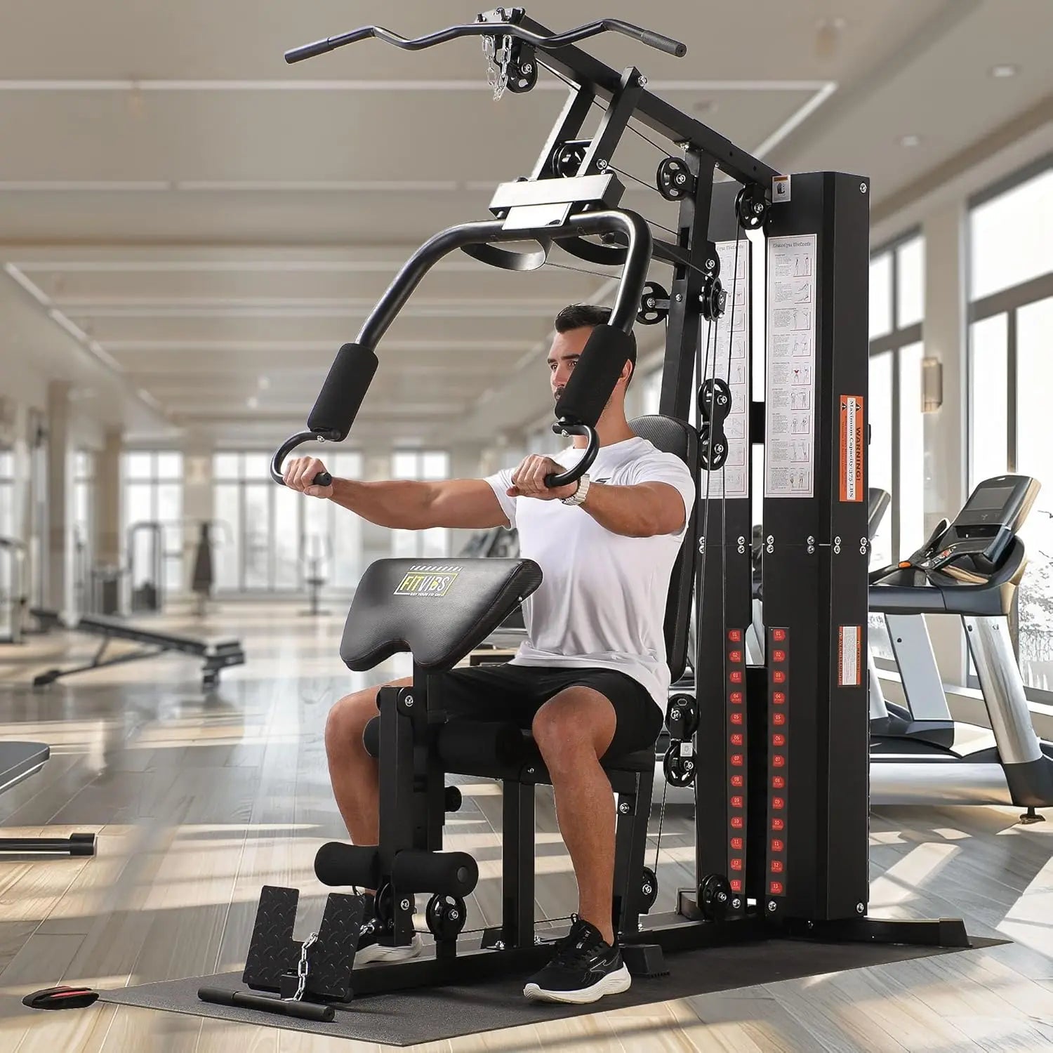 Multifunctional Steel Frame Home Gym Machine with Floor Mat – Strength Training Workout Station with 160-Pound Weight, Custom