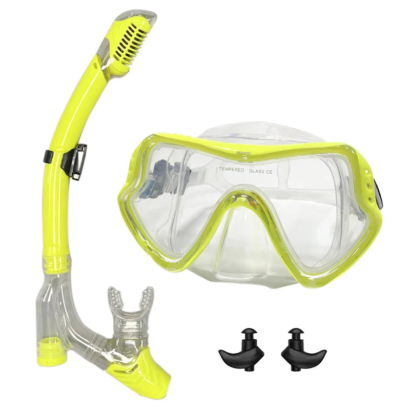 QYQ Diving Mask Professional Snorkel Diving Mask and Snorkels Goggles Glasses Diving Swimming Easy Breath Tube Set Snorkel Mask