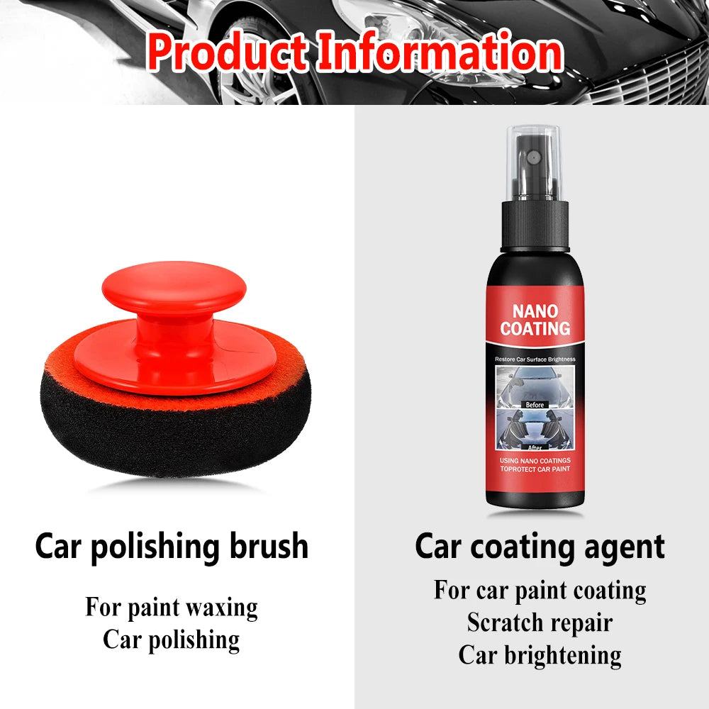 Car Nano Coating Brightening Cars Paint Kit - Professional Auto Polishing Tool, High Gloss Car Paint Scratch Repair Protection
