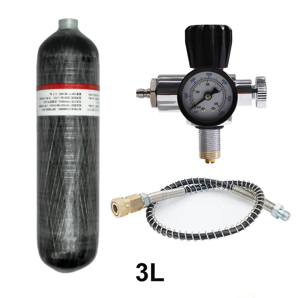 TUXING 300Bar 3L Carbon Fiber Cylinder with Fill Station Regulator Valve 4500psi High Pressure Air Tank Scuba Diving TankM18*1.5