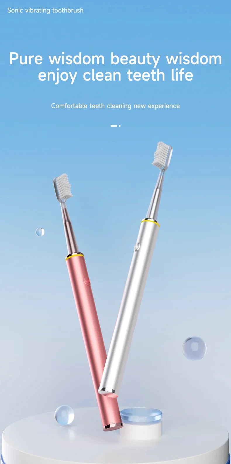 Experience precise cleaning with this electric toothbrush featuring a slim, specially designed brush head for gentle and effective oral care!