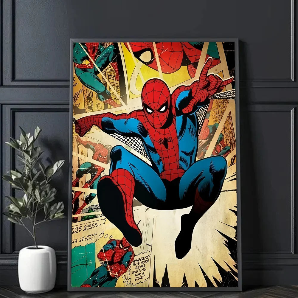 Vintage Comics Super hero Poster Decorative Painting Anime Poster Mural Home Living Room Bedroom Bathroom Wall Decor