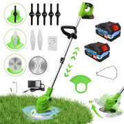 2-in-1 Cordless Electric  Lawn Mower Brushless Edger Eater Grass String Trimmer Cutter 650W 18000 RPM With 24V Two Battery Adjustable For Garden Tool