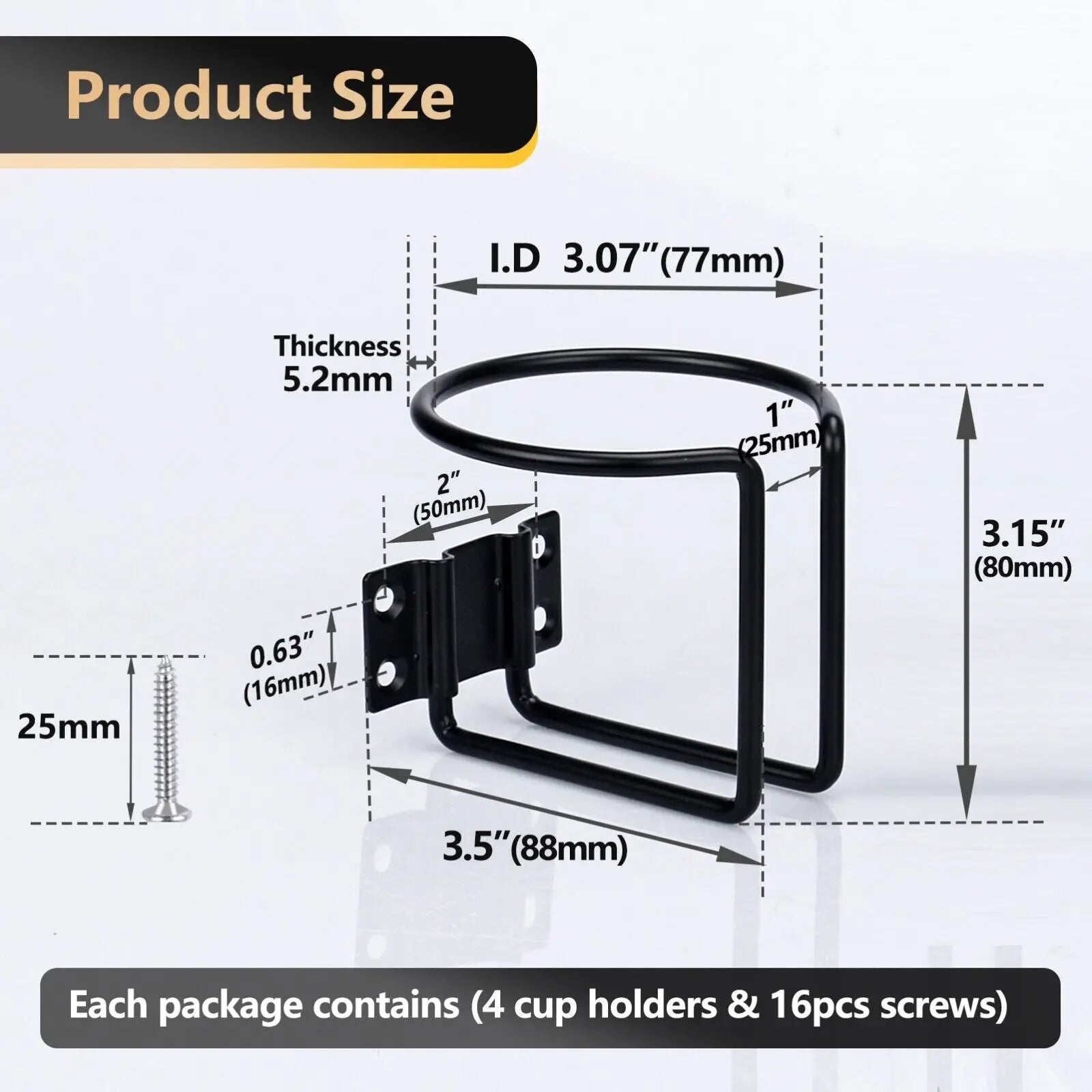 2Pcs Stainless Steel Marine Ring Cup Drink Holder, Boat Accessories, Yacht, Truck, RV, Camper