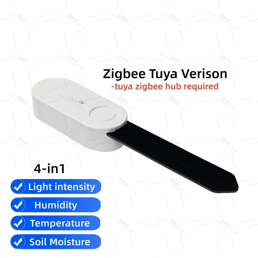 3-in-1/4-in-1 Zigbee Soil Moisture Sensor Humidity Meter Temperature Tester Light Detector Work With Tuya Smart Life 2MQTT HA