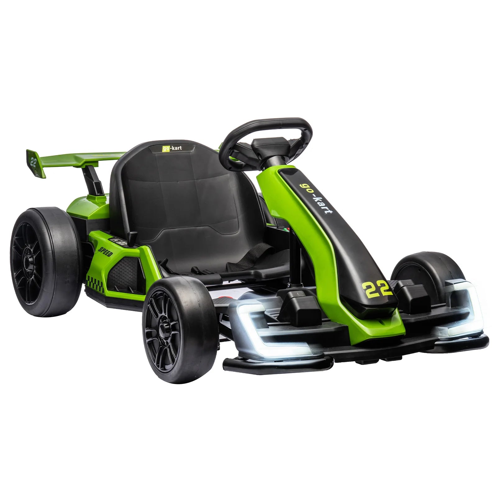 24V Electric Drift Go Kart 300W Ride On Racer For Kids 6-12, Adjustable Seat, EVA Tires, 4 Speed Sport Drift Modes, LED Lights