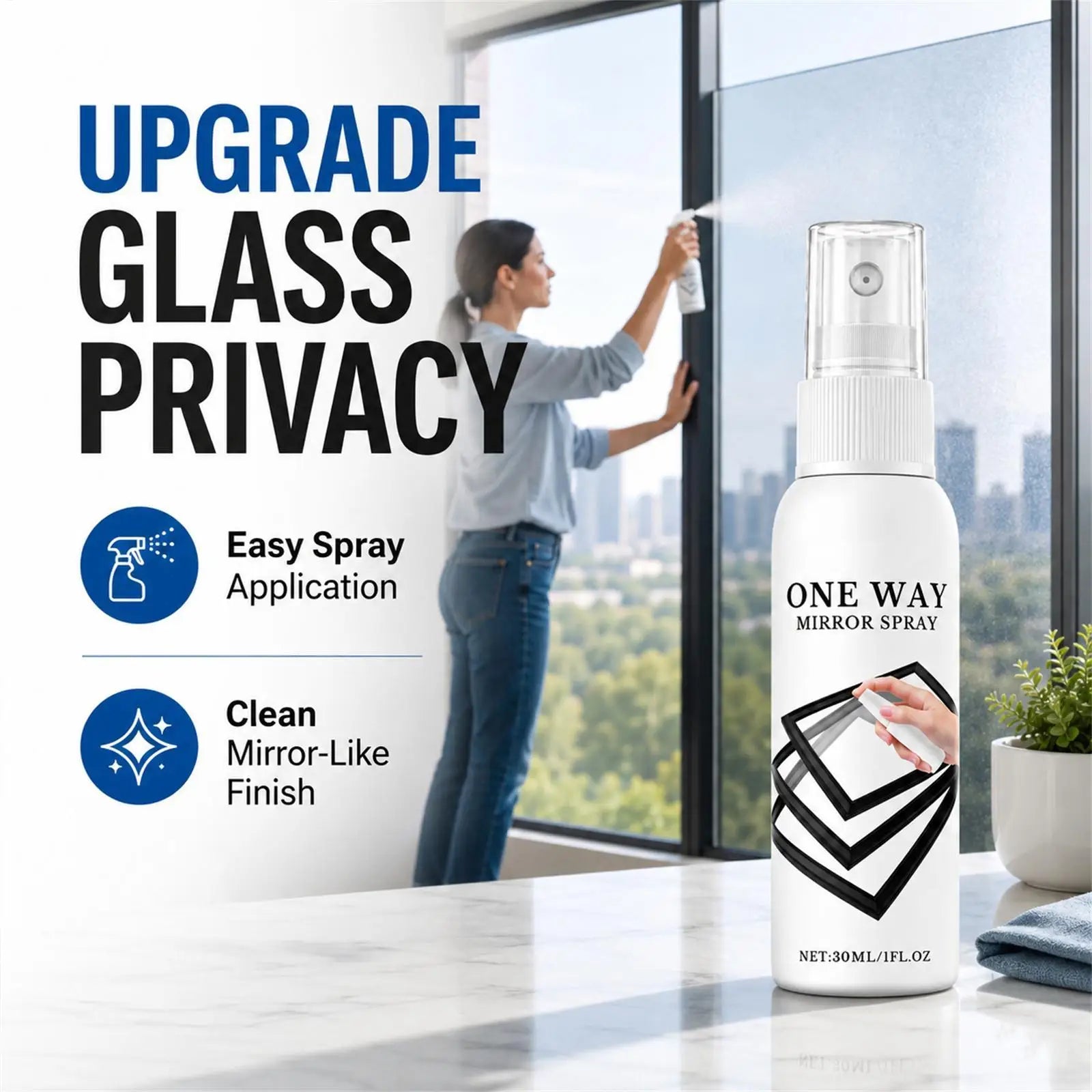 Reflective Window Spray 30ml Quick Drying Heat Insulation Privacy Tint Film Glass Coating Agent for Car Home Office Apartment