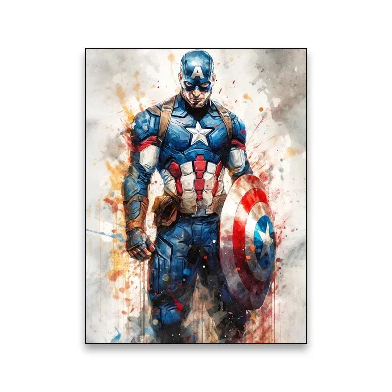 1pc Frameless Canvas Painting Marvel Movie Art Poster Spider Man Iron Man Deadpool Canvas Painting Classic Anime Character Mural