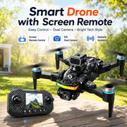 RC Drone Brushless Motor Low Noise Operation 360° Flip Dual HD Camera Smart Obstacle Avoidance Wifi 2.4G Screen Controller Drone Toy
