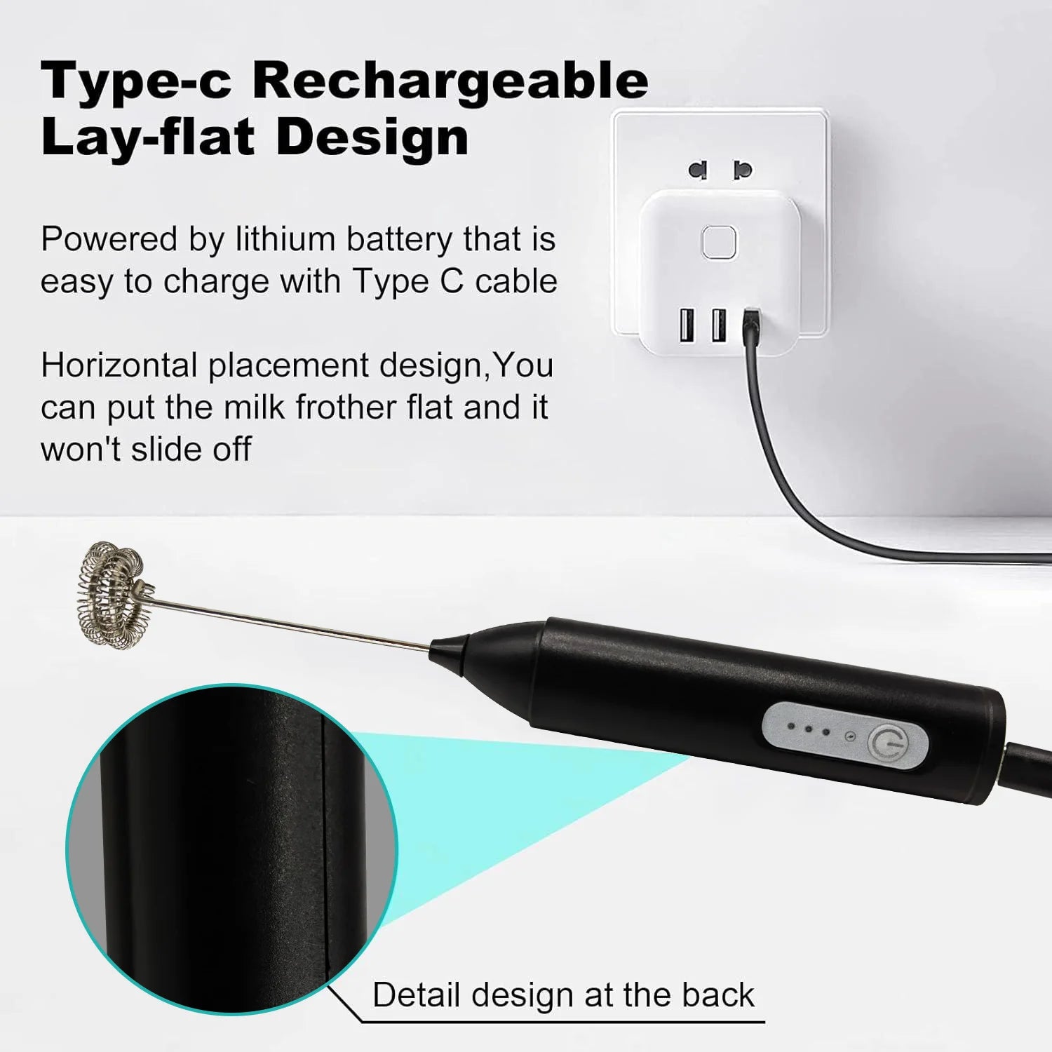 Whip up frothy drinks with ease using this mini milk frother, equipped with USB rechargeability, 3 speeds, and a convenient electric handle for blending coffee, eggs, and more!