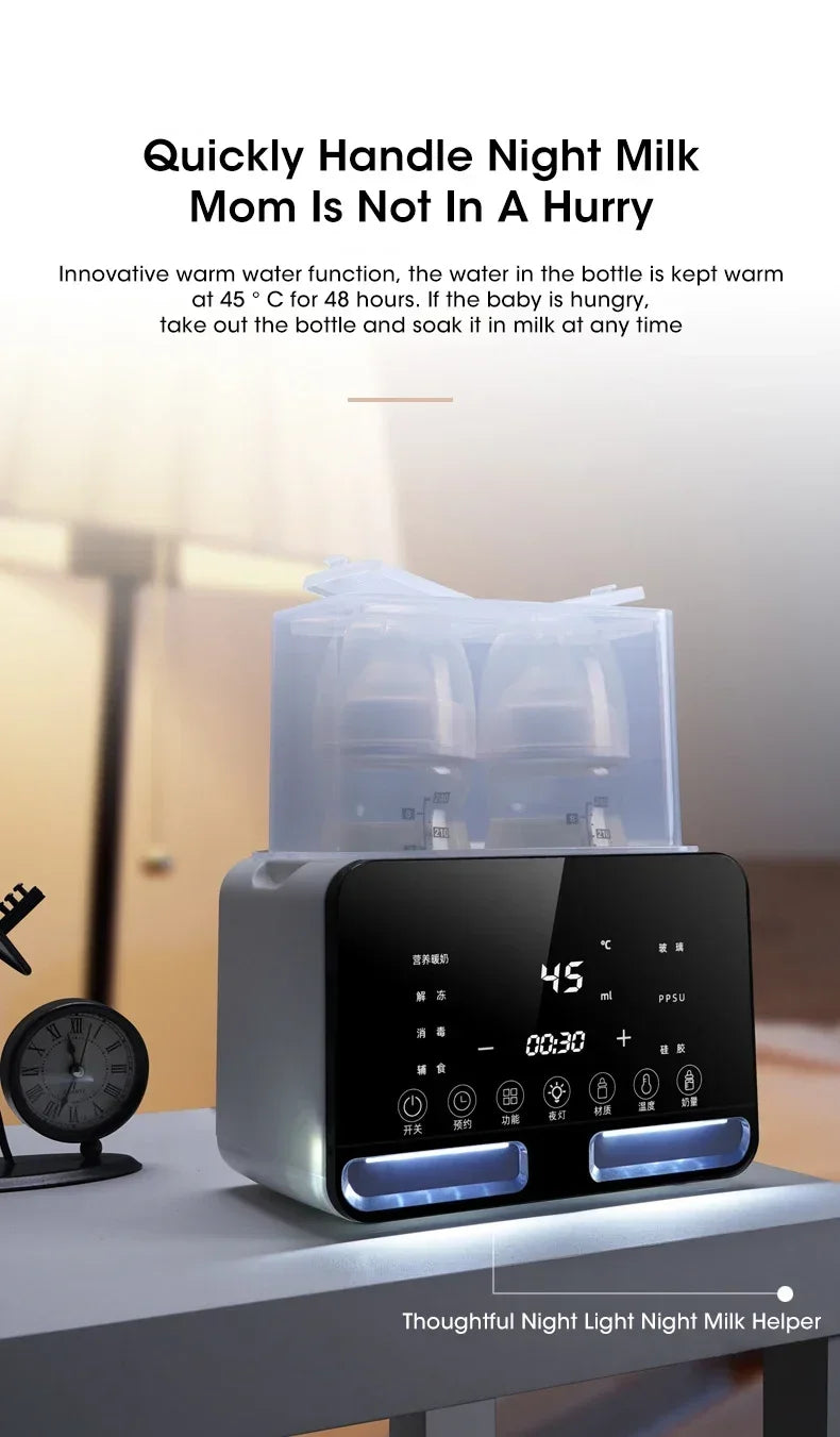 Keep your baby's milk at the perfect temperature with this fast, multifunctional baby bottle warmer—featuring accurate temperature control and a convenient timer, ideal for newborns!