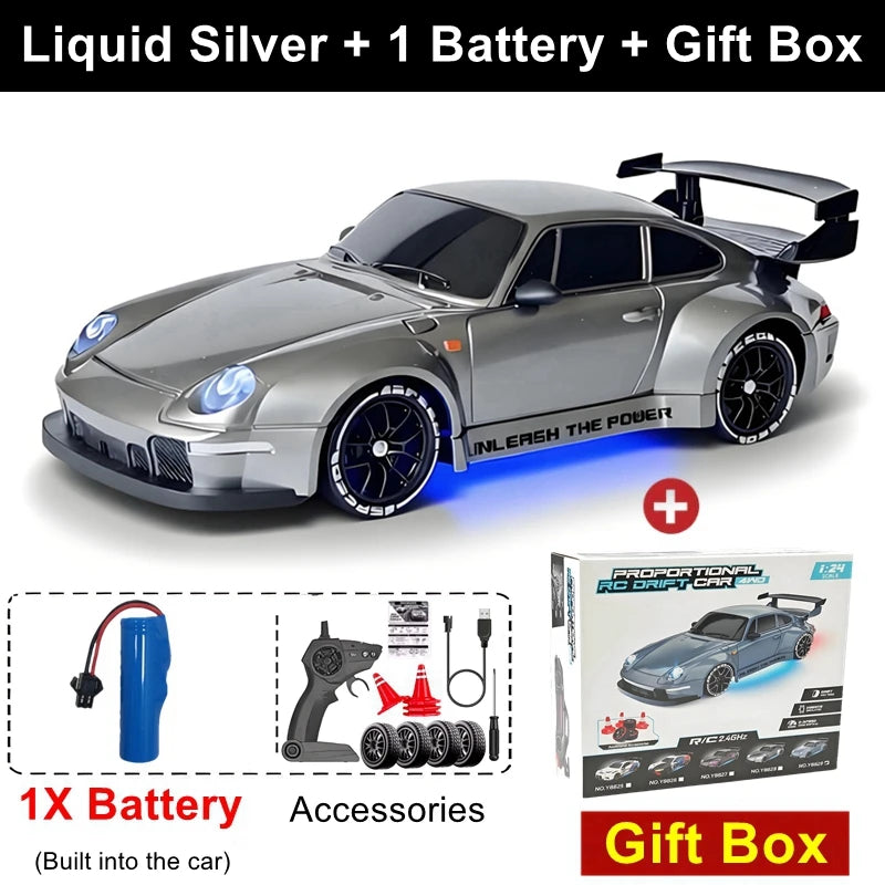 4WD RC Drift Car With LED Light 2.4G Radio 20KM/h High Speed Remote Control Racing Cars Vehicle Model Toy Gift for Boy Girl Kid