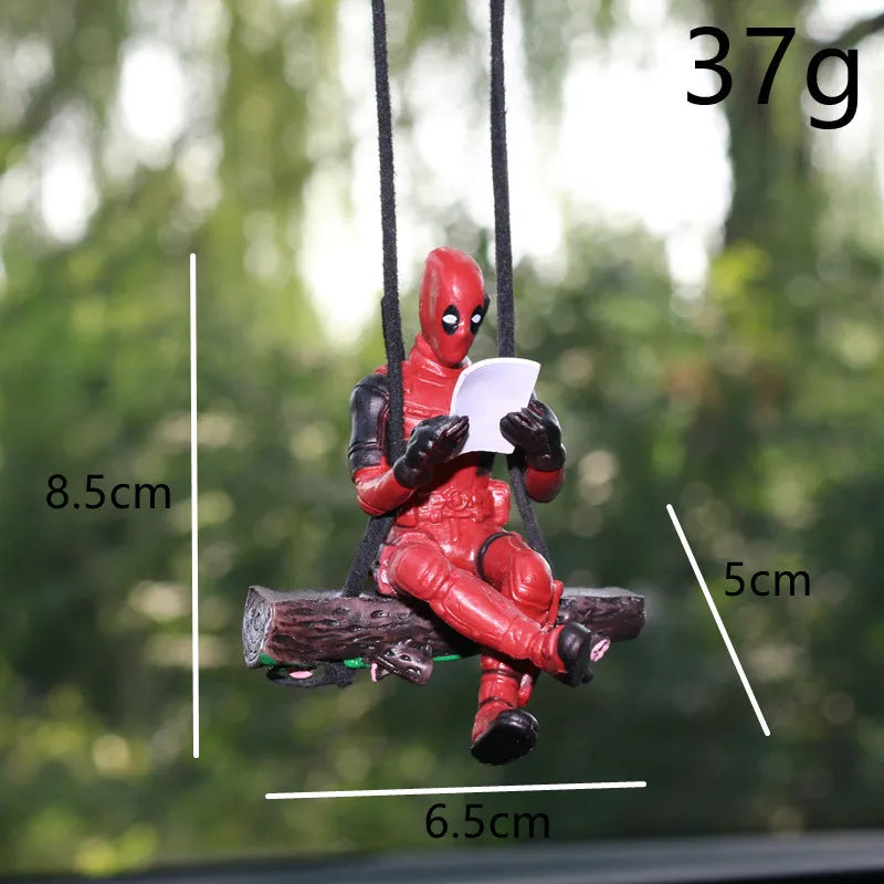 NWE Marvel Deadpool Car Rearview Mirror Pendant Reading Deadpool Car Pendant Mini Model Toy Action Figure New Hot Christmas Gift