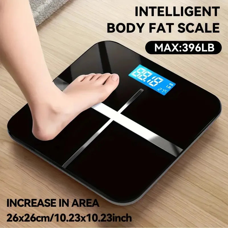 ZNLYRION Digital Bathroom Scale 180kg 396lb Electronic Body Weight Scale with LCD Display Tempered Glass Platform High Precision Sensor Household Personal Health Scale for Bathroom Gym
