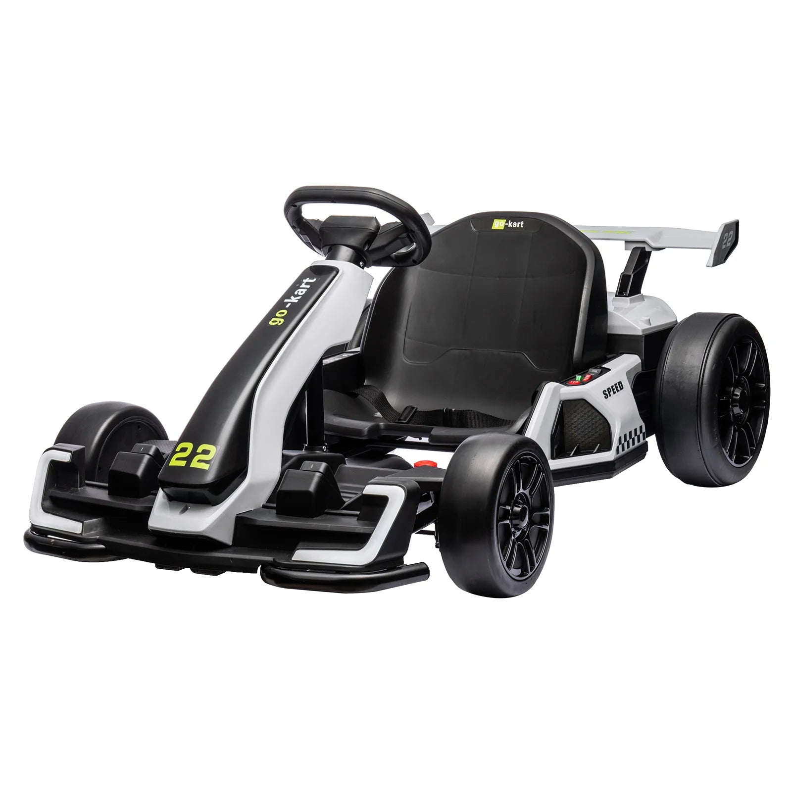 24V Electric Drift Go Kart 300W Ride On Racer For Kids 6-12, Adjustable Seat, EVA Tires, 4 Speed Sport Drift Modes, LED Lights