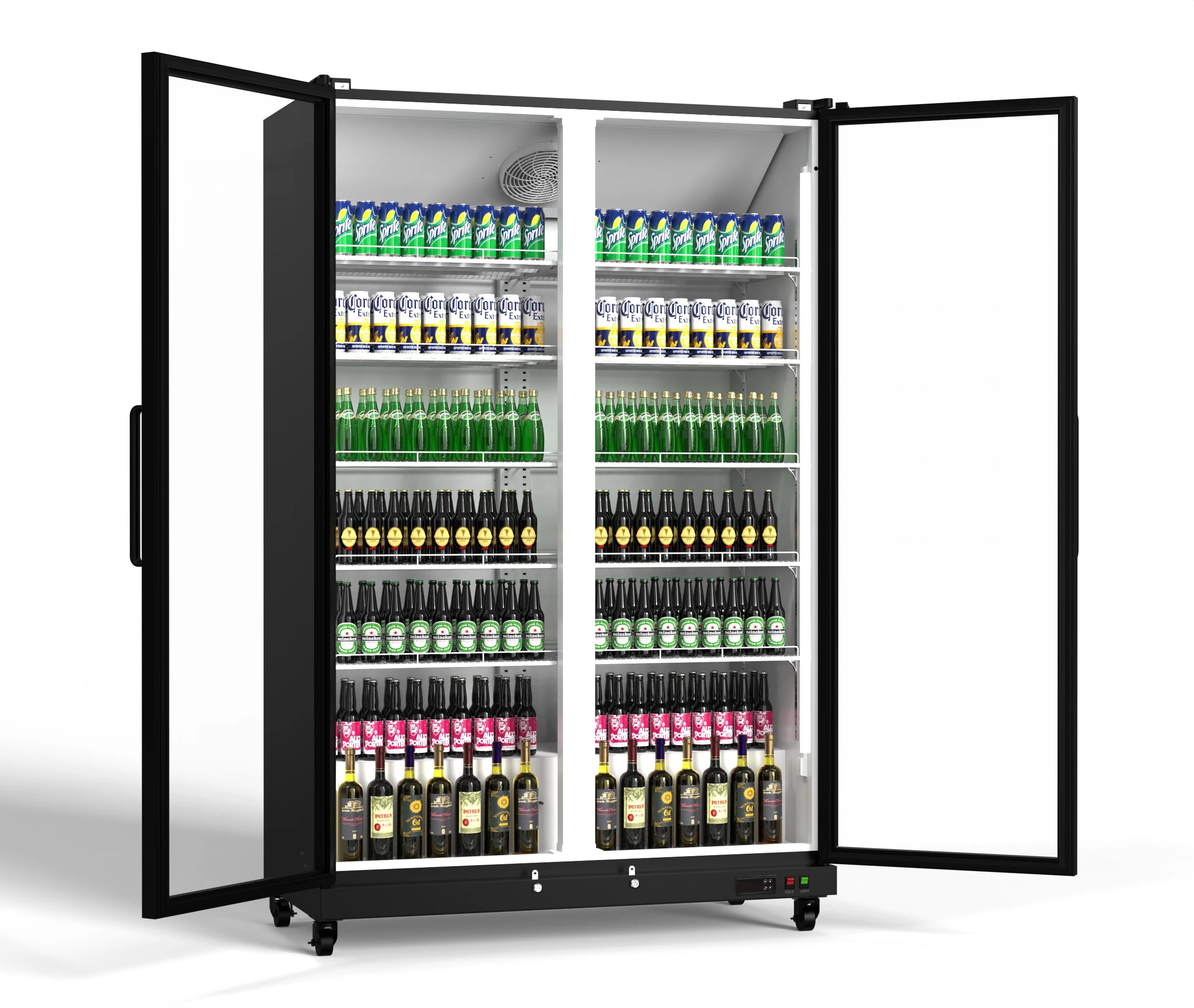 Yeego Display Beverage Refrigerator 768/1070L  27.12/37.79 Cu.ft Double-door large capacity vertical refrigerated beverage cooler For medium/large supermarkets/stores