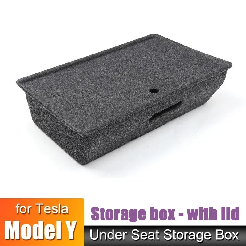 For Tesla Model Y High Capacity Organizer Case Felt Cloth Drawer Holder Under Seat Hidden Box Storage Box Black Worldmuma