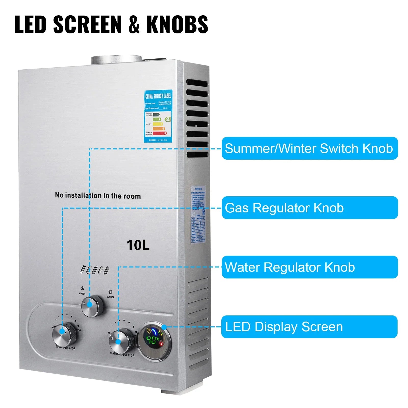 LPG LNG Hot Water Heater Instant Gas Water Heater Butane Propane Gas Boilerr 6-18L LPG Boiler Home Appliance Outdoor Heaters
