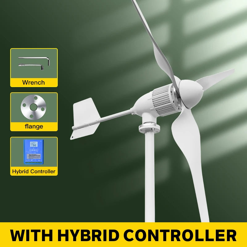 2KW 5KW Horizontal Axis Wind Turbine 12V 24V 48V 96V Wind Generator CE Certified Free Energy Low Speed Off Grid for Home Use