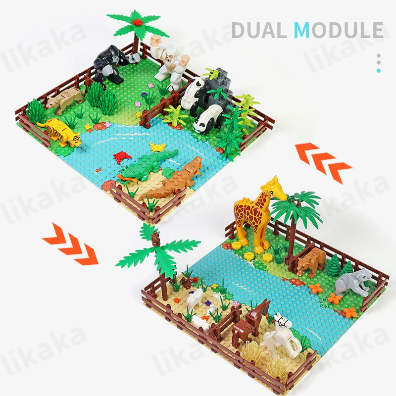 MOC Zoo Animals Building Blocks Toys Set for Kids Montessori Gift Compatible Classic Blocks City Friends Wild Animals Bricks Toy