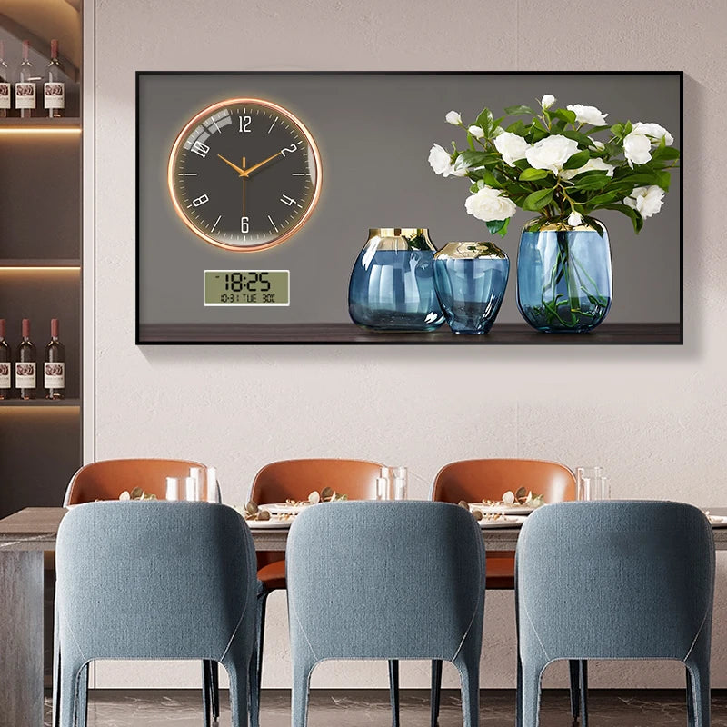 Large Size Aluminum Alloy Framed Artwork Wall Clock, Luxurious Muted Quartz Clock for Home Decor, Living Room, Bed Room Décor