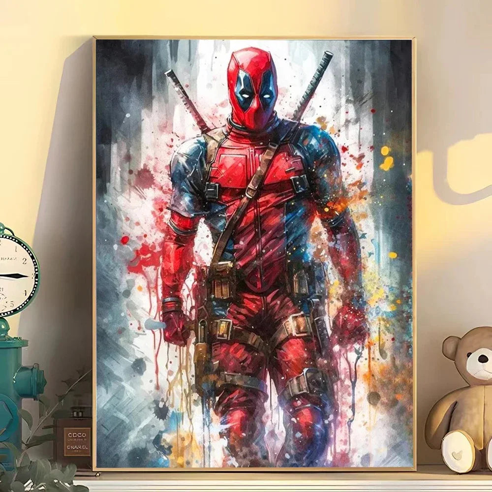 1pc Frameless Canvas Painting Marvel Movie Art Poster Spider Man Iron Man Deadpool Canvas Painting Classic Anime Character Mural