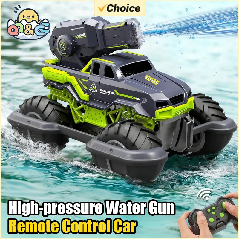 2.4G Self-absorbing High-pressure Water Gun Remote Control Car Amphibious Off-road Vehicle Climbing Stunt Car Water Toys