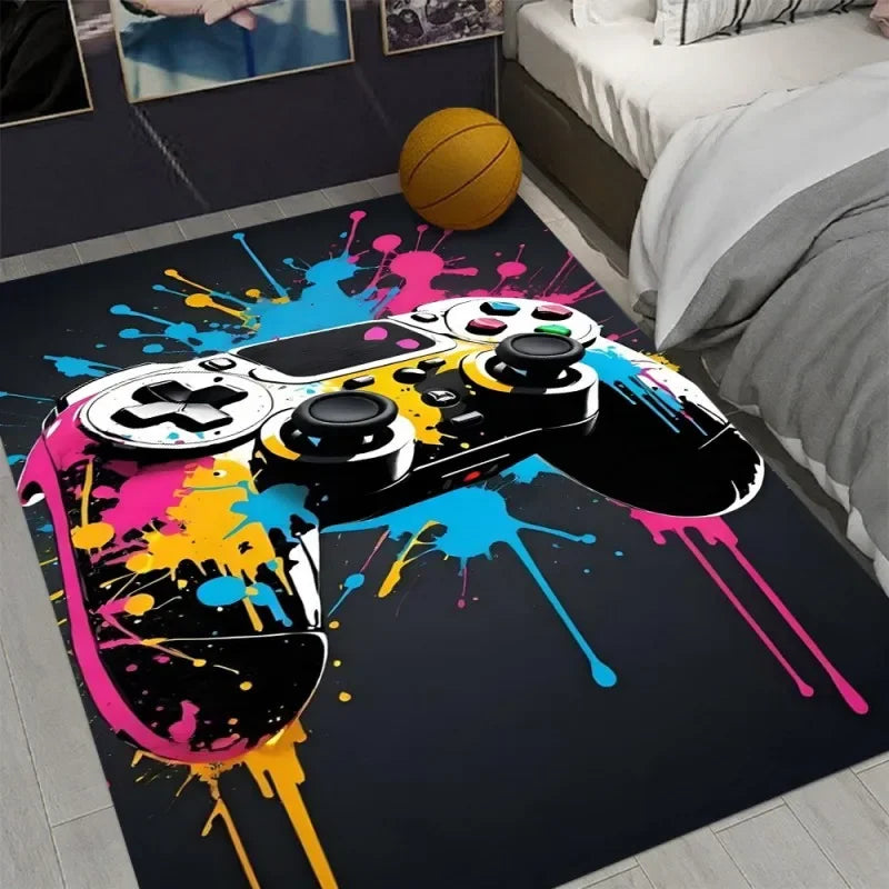 VIKAMA Gamer Rug with Controller Design Carpet for Game Room Gaming Rug for Boys Room  Home Decor Non-slip Switch Gaming Mat