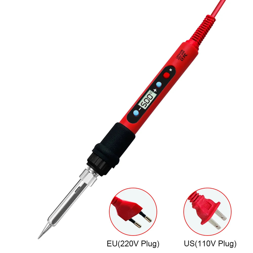 Tackle your projects with precision using this 80W soldering iron kit—featuring adjustable temperature control and an LCD display for easy, accurate welding!