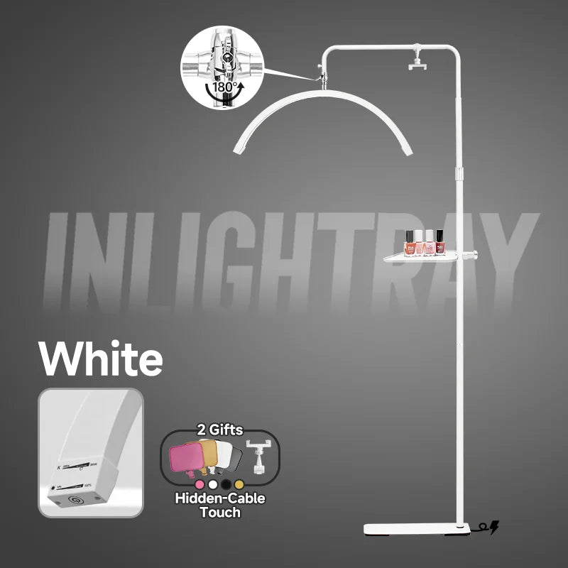 Free LOGO Rotatable Lashes Lamps Half Moon Light Led Moon Lamp Photography Fill Light for Lashes Extension Beauty Floor Lamps