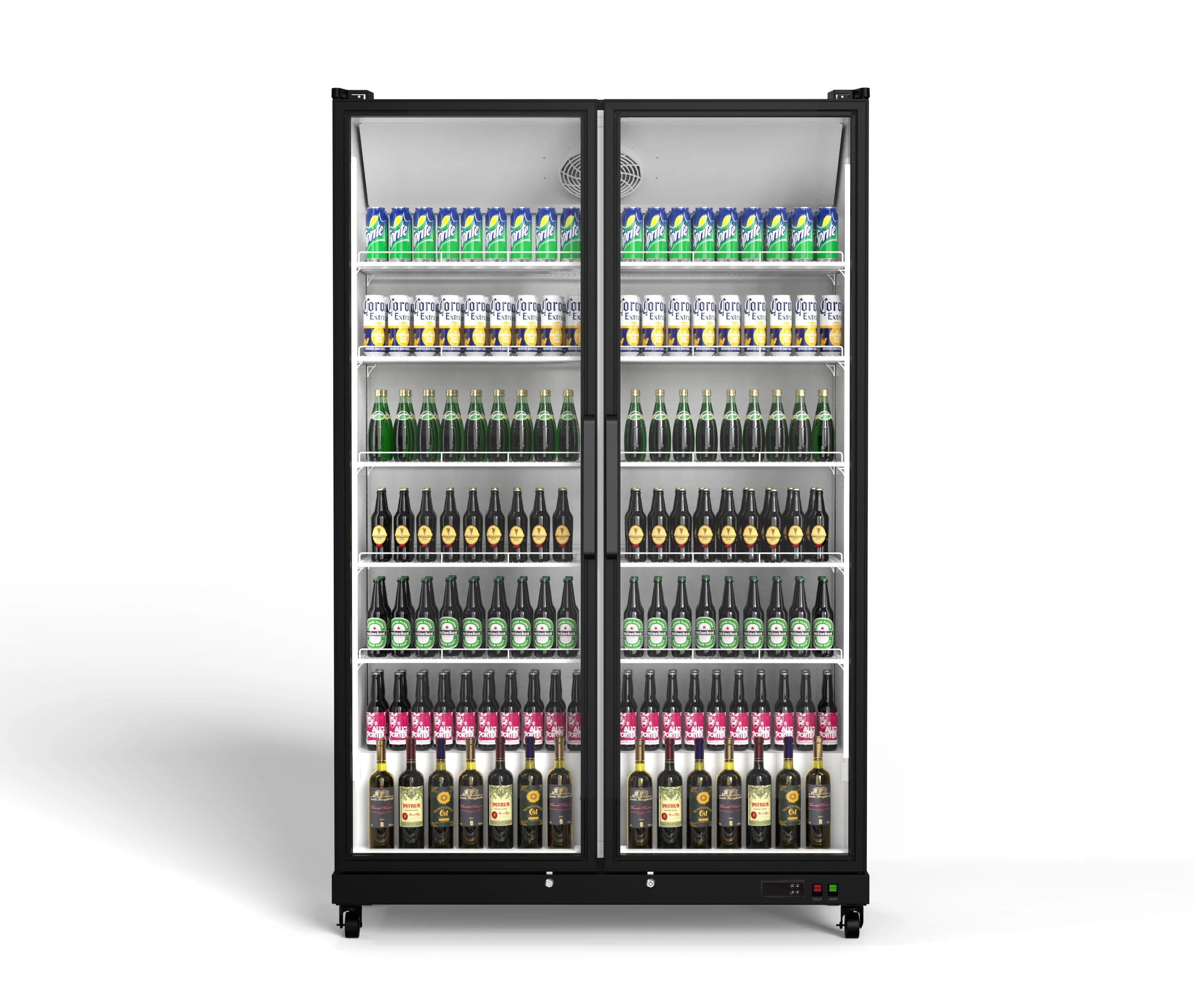 Yeego Display Beverage Refrigerator 768/1070L  27.12/37.79 Cu.ft Double-door large capacity vertical refrigerated beverage cooler For medium/large supermarkets/stores