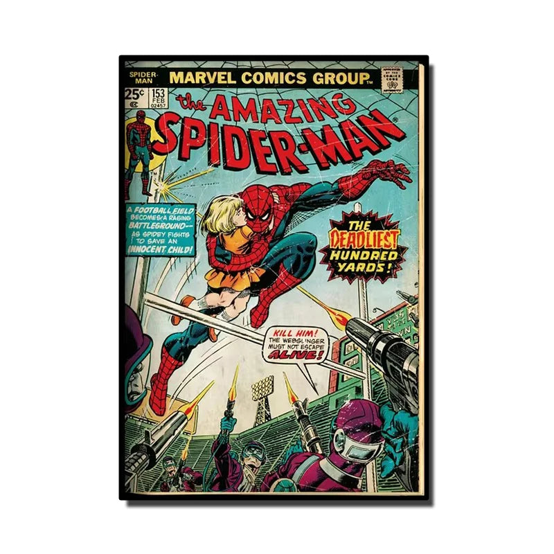 Retro Marvel Super Hero Decorative Painting Anime Spider Man Art Poster American Film Mural Home Childrens Room Wall Decor Pr