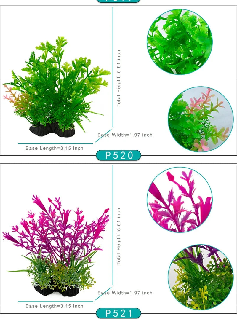 Fish Tank Ornament Plant Aquarium Artificial Decor Plants Simulation Water Grass Fish Bowl Plastic Weeds Decoration 5.5 inch