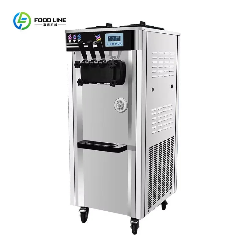 Commercial Ice Cream Machine with LED Display Self-Cleaning 3 Flavors Frozen Yogurt Maker for Restaurant Cafe Customized