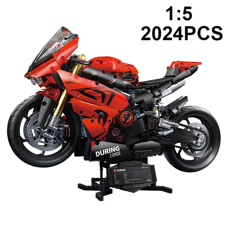 1909pcs RR Motorcycle V4S Racing Car Building Blocks Set, 1:5 Scale Motorbike Model Kit, STEM Toy for Kids Adults,Christmas Gift