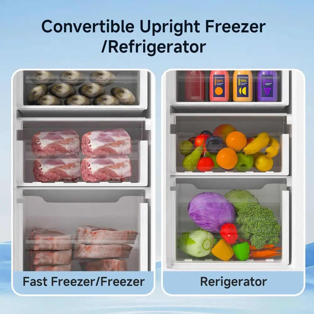 Upright Freezer, 7.0 Cu.ft Stand Up Freezer, Convertible Upright Freezer Refrigerator, Single Door for Kitchen,Garage, Office,