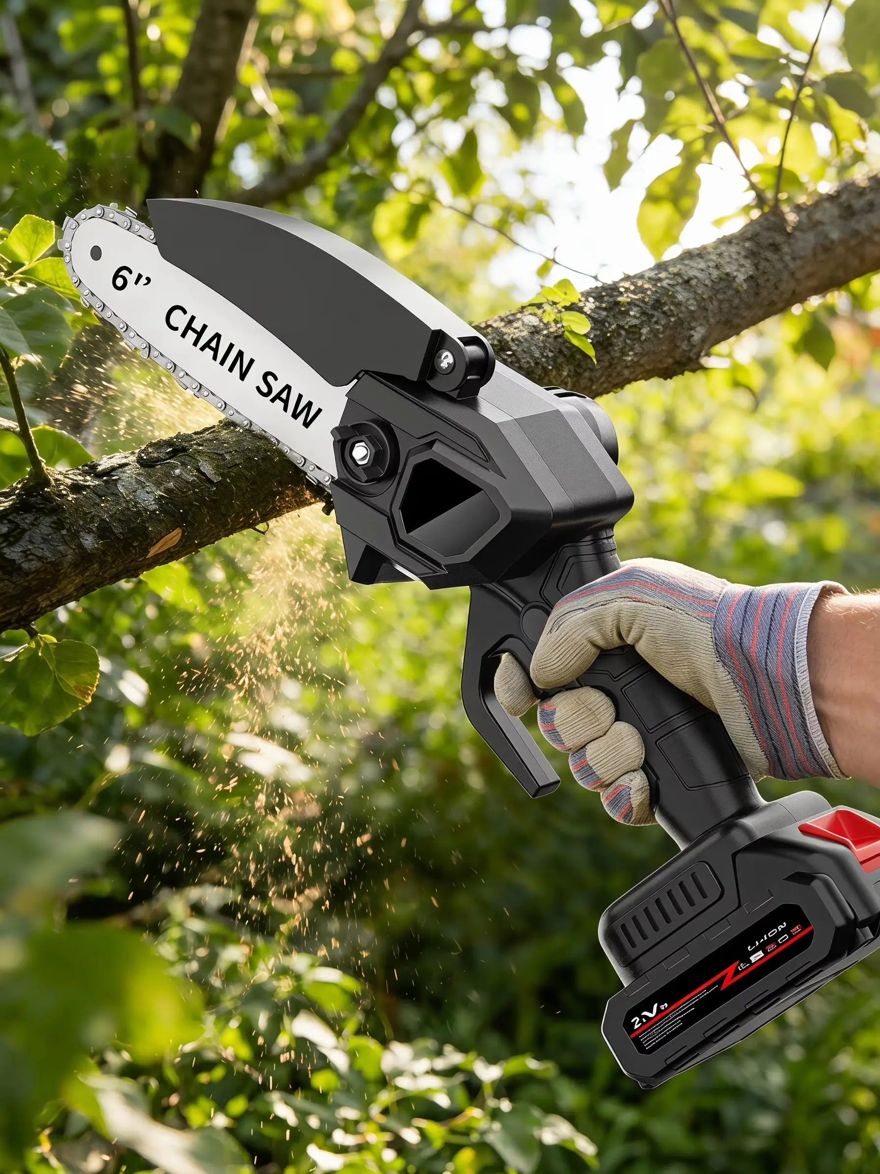 Mini Chainsaw Cordless 6 inch: Electric Chainsaw Battery Powered, Brushless Chain Saw with Auto Oiler, 1/2pcs Battery, Handheld Saw for Tree Branch Wood Cutting,Gardening Tools for Men Dad