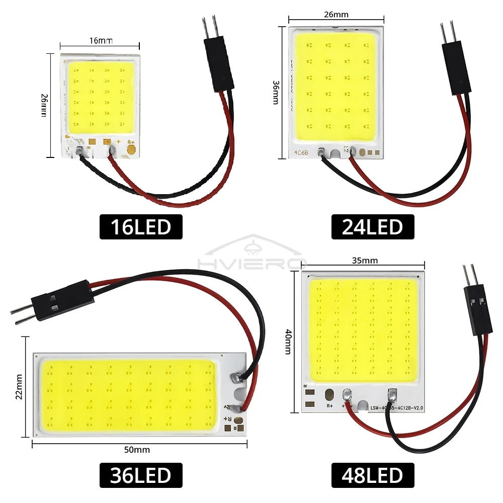 4x Cob 18SMD 24SMD 36SMD 48SMD White T10 W5w Car Led Clearance License Panel Lamp Auto Interior Reading Bulb Trunk Festoon Light