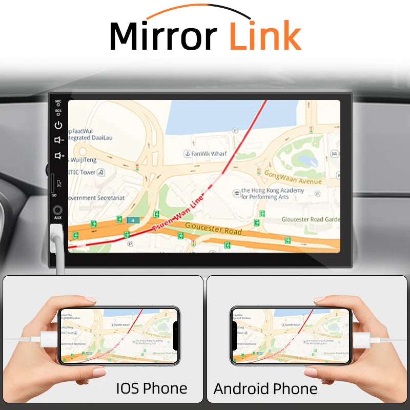 Hippcron 7 Inch Car Radio 1 Din MP5 Multimedia Player Touch Screen FM ISO Power Aux Input Bluetooth USB Mirror Link Universal