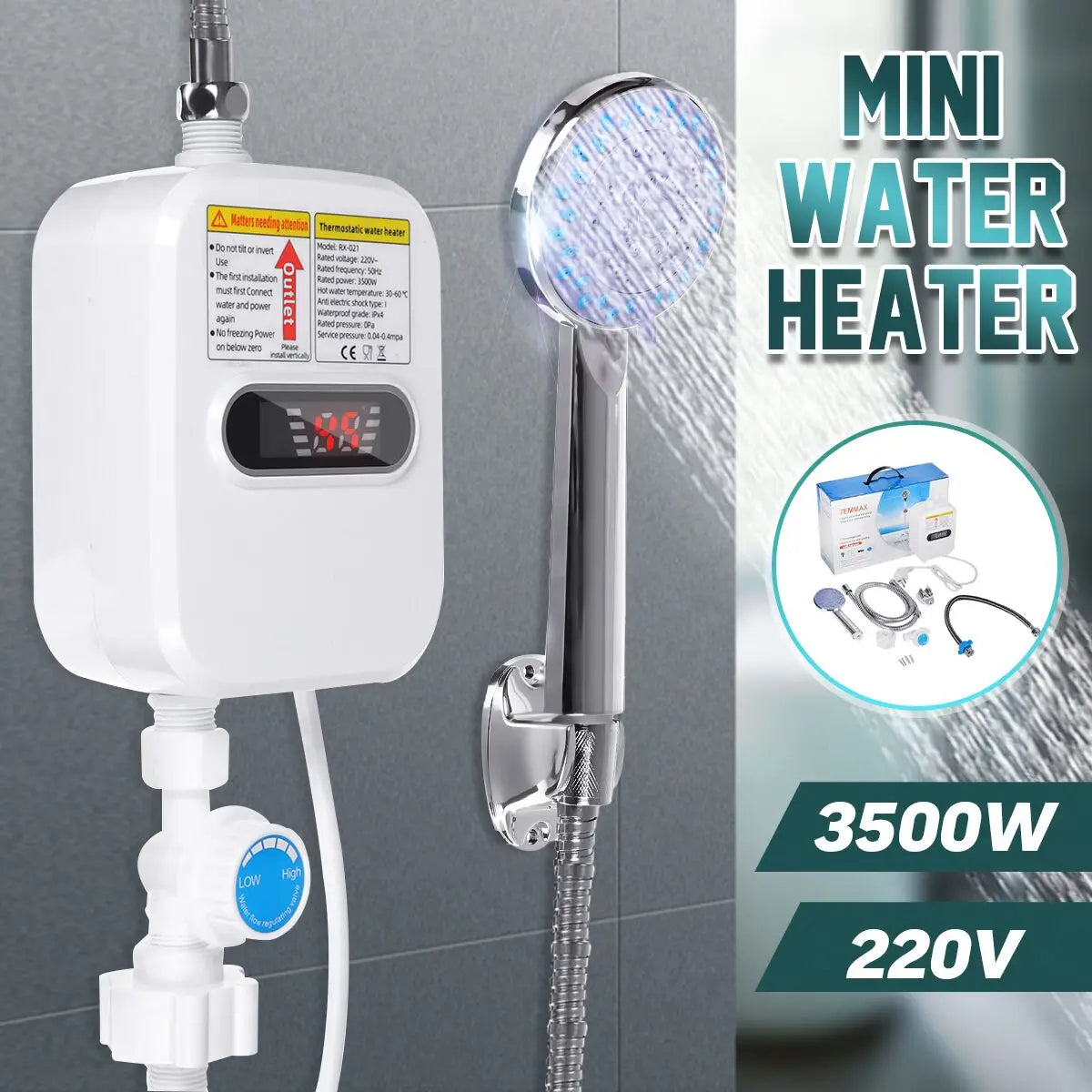 EU/US Plug 3500W Electric Thankless Mini Instant Hot Water Heater 220/110V bathroom Faucet Tap Heating 3 Seconds Instant Heating