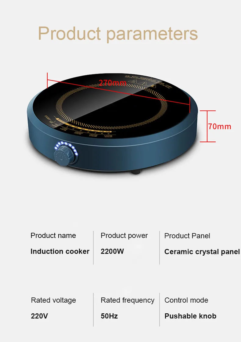 DMWD 2200W Electric Induction Cooker Household Round Smart Heat Plate Creative Precise Control Cookers Hob Cooktop Plate Hot Pot