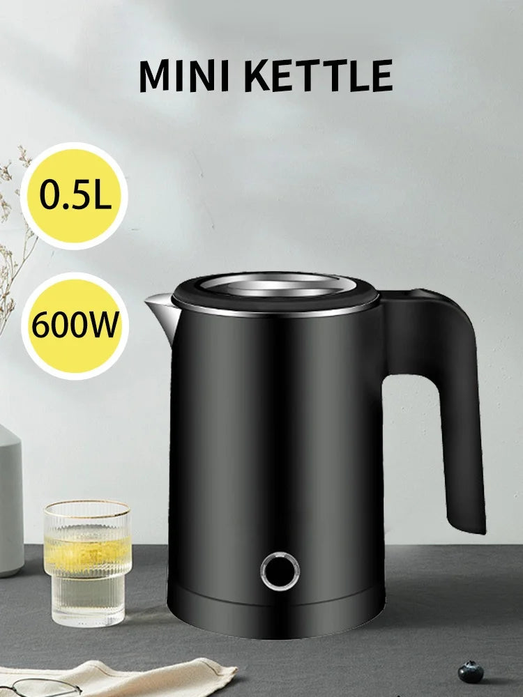 Portable 500ML Travel Electric Kettle Tea Coffee Stainless Steel Water Boiler Pot For Hotel Family Travel kitchen Smart kettle