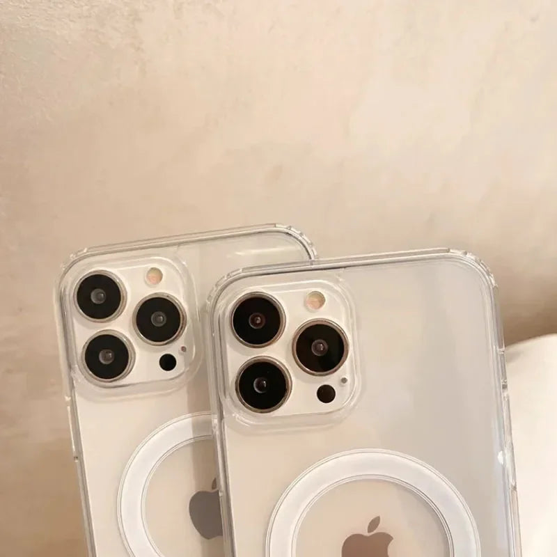 Magnetic Wireless Charging Phone Case For iPhone 16 15 14 13 12 11 ProMax mini X XR XS 7 8Plus Clear Cover