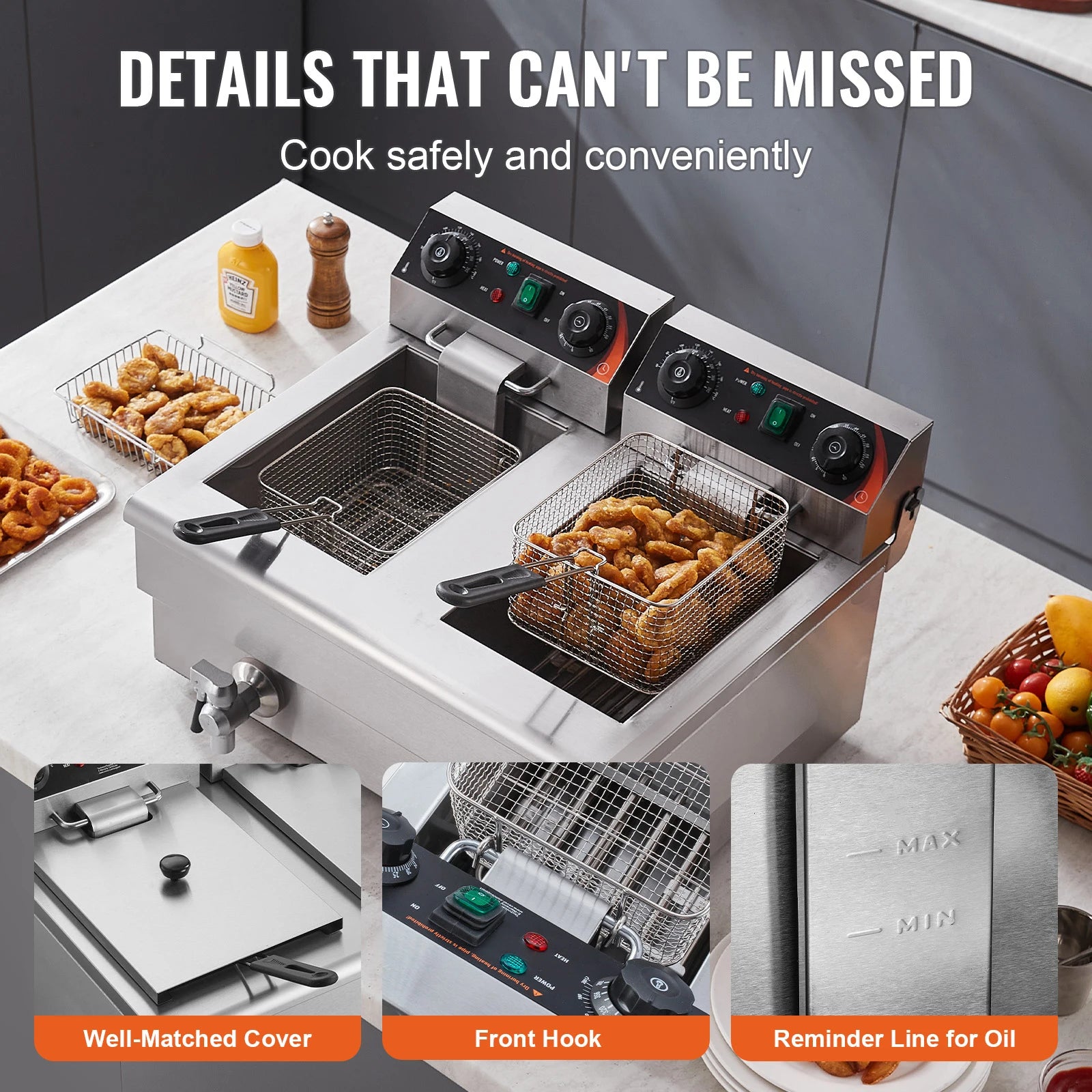 12L Electric Deep Fryer w/Dual Removable Tanks